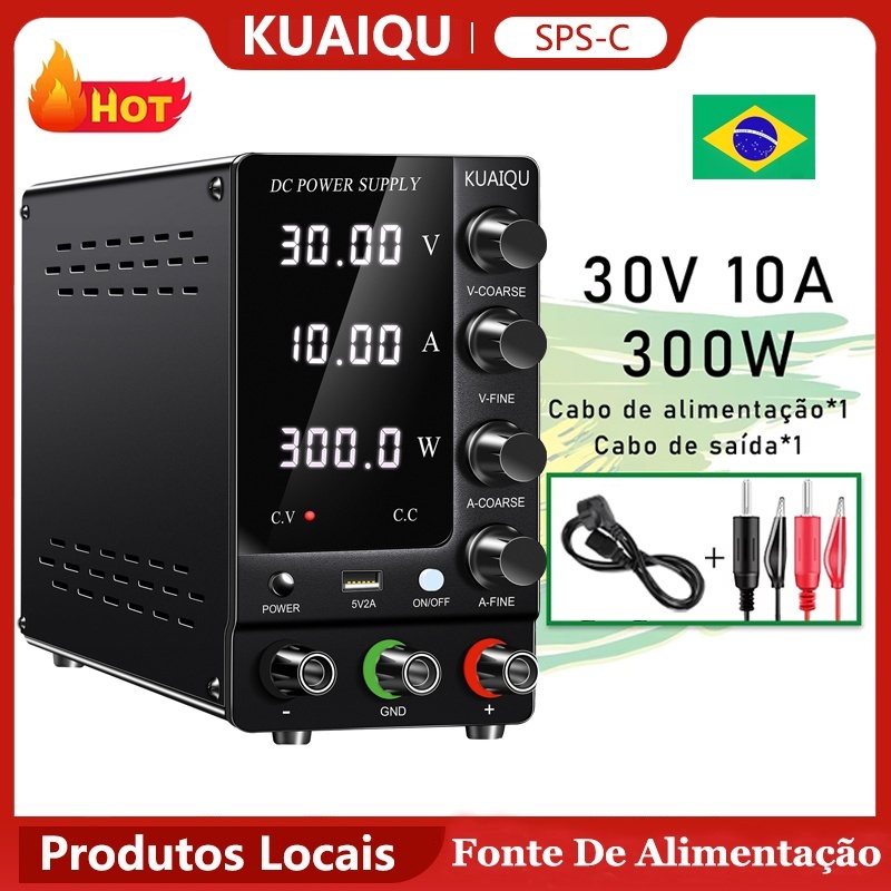 Fonte Digital KUAIQU SPS-C3010 Fonte de Bancada 32V 6A/120V 3A 110V/220VAC chave de saída Para reparação de telemóveis