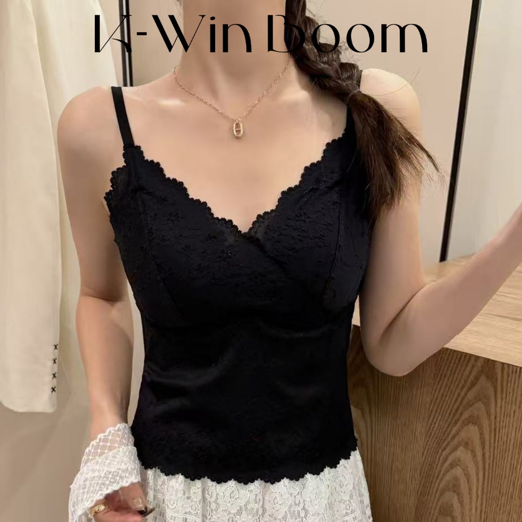 K-WinBoom Deep V Confortável Renda Sexy Cueca Sem Moldura Macia Respirável Camisola Feminina