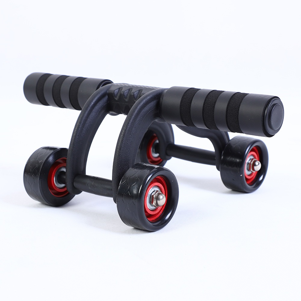 Roda aparelho Abdominal 4 Rodas Estilo Sapo com Almofada Joelhos e Freio - Preto Fitness Equipamento