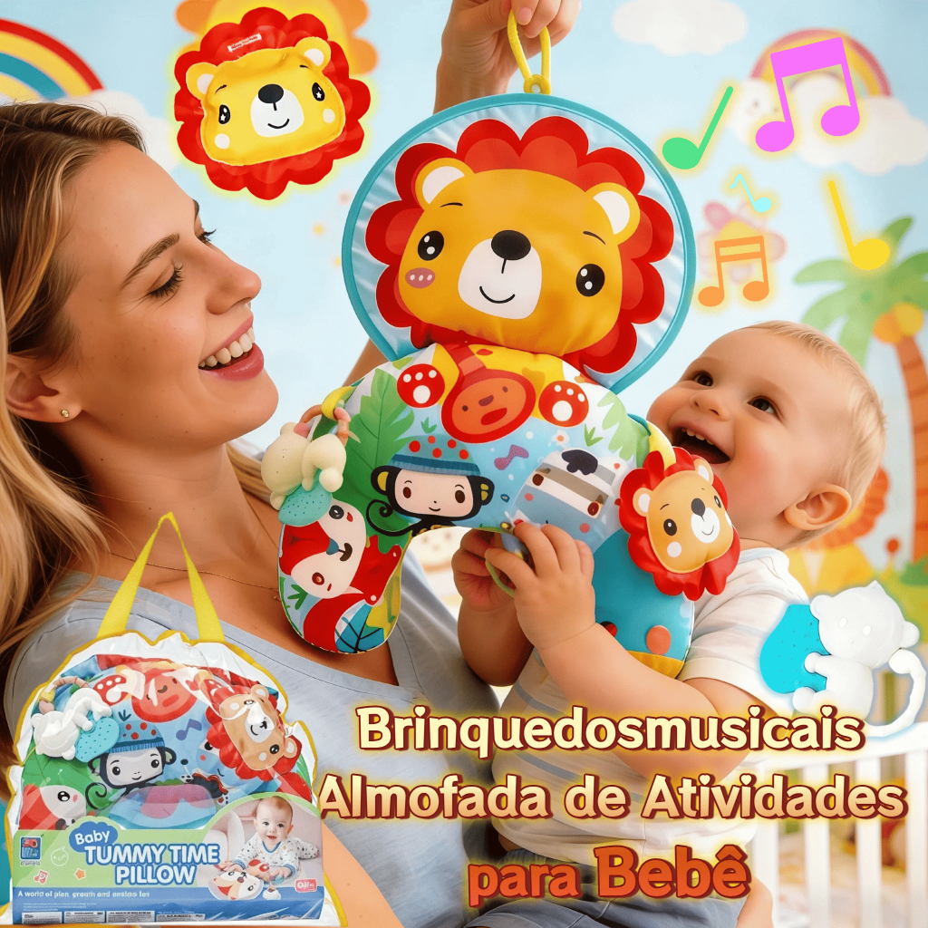 Almofada de Atividades para Bebê Almofada Conforto Brinquedo Tummy Time Brinquedo Com Pescoço Acolchoado em Forma de U