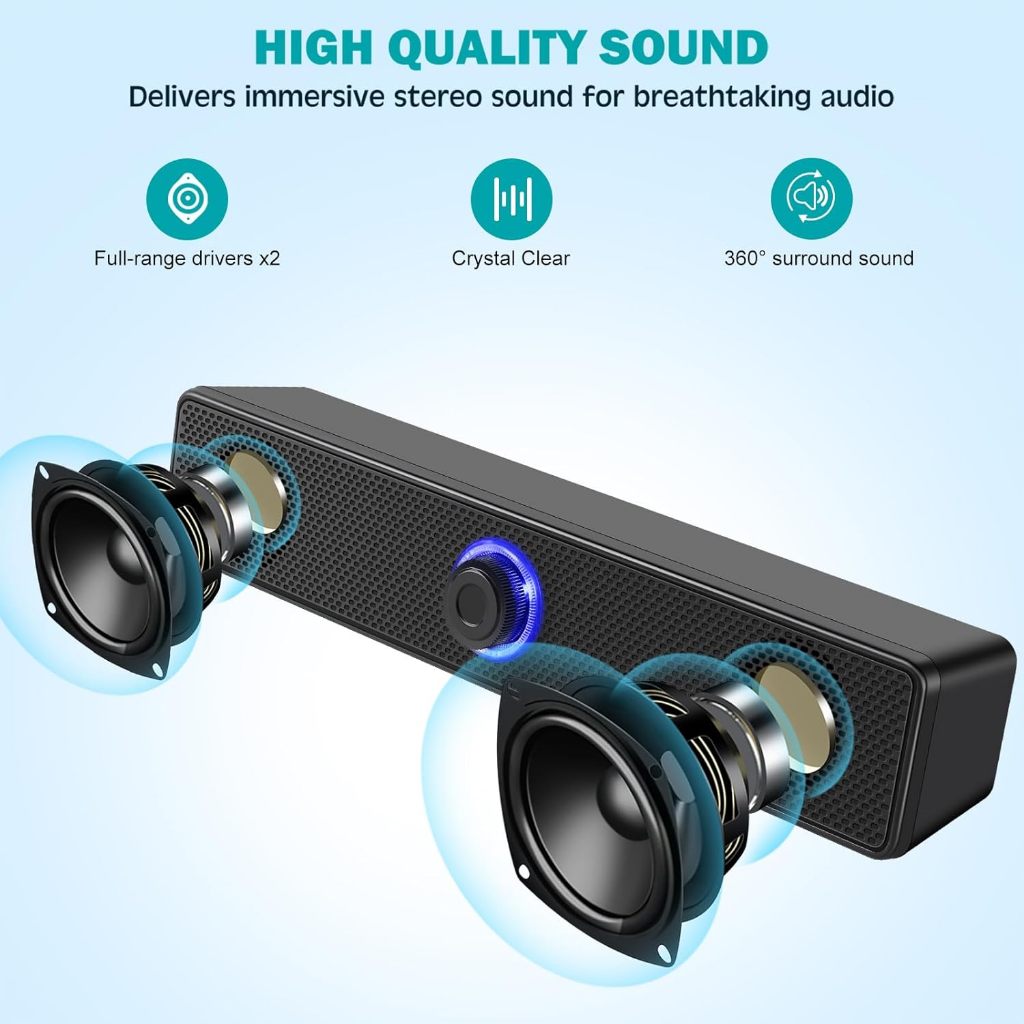 Soundbar Computador PC TV Portátil Desktop Com Fio Sem Bluetooth Alto-Falante Caixa De Som Barra Música Sistema De Áudio