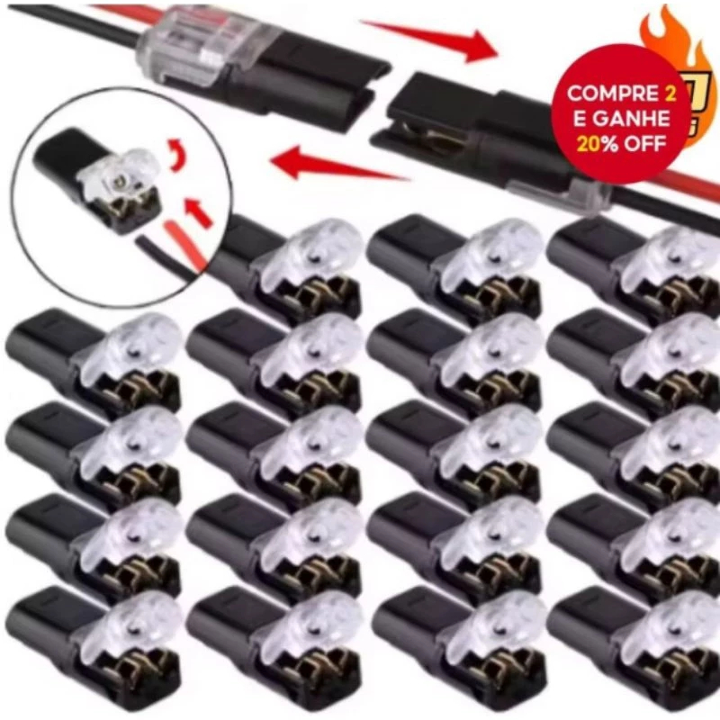 Conector Elétrico À Prova D'água De 2 Pinos-Conexão De Tira Terminal De Cabo De Fio Automotivo 40PCS