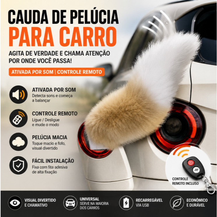 Ornamento De Carro Com Cauda De Pelúcia Controle Remoto , Decoração De Agitação Ativada Por Som Para Automóvel