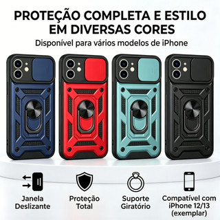 HEYOO Capinha Armadura iPhone 17 16 15 14 13 PROMAX com Anel Rotativo Proteção Câmera Premuim Proteção contra terremotos