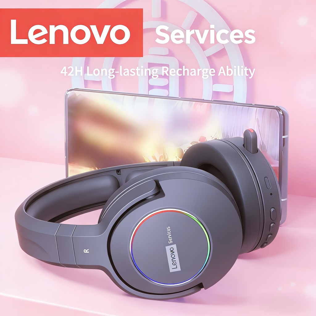 Fone Bluetooth sem fio Lenovo De 3 Modos 2.4G + Bluetooth 5.4 + Fones RGB Com Microfone ENC De Baixa Latência