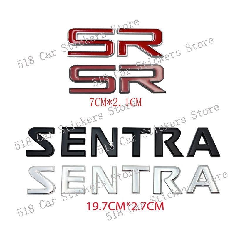 3D Metal Car Styling SR Alfabeto Estilo De Carro Adesivos De Emblema Para Nissan SENTRA Acessórios Automotivos