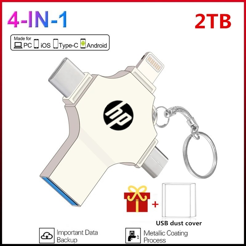2TB 4 Em 1 OTG Pen Driver1TB USB 3.0 Memory Stick Pendurado Unidade Flash De Alta Velocidade Tipo C Adequado Para I/O/S/