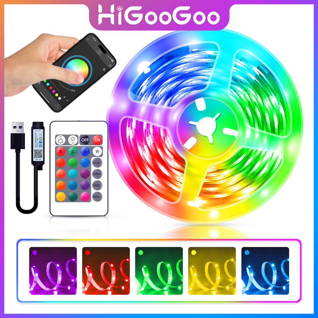 HiGooGoo Fita Led Luz Bluetooth APP Controle Remoto Aplicação RGB Para Quarto Decoração Festa Carnaval Natal 5/10/20/30M