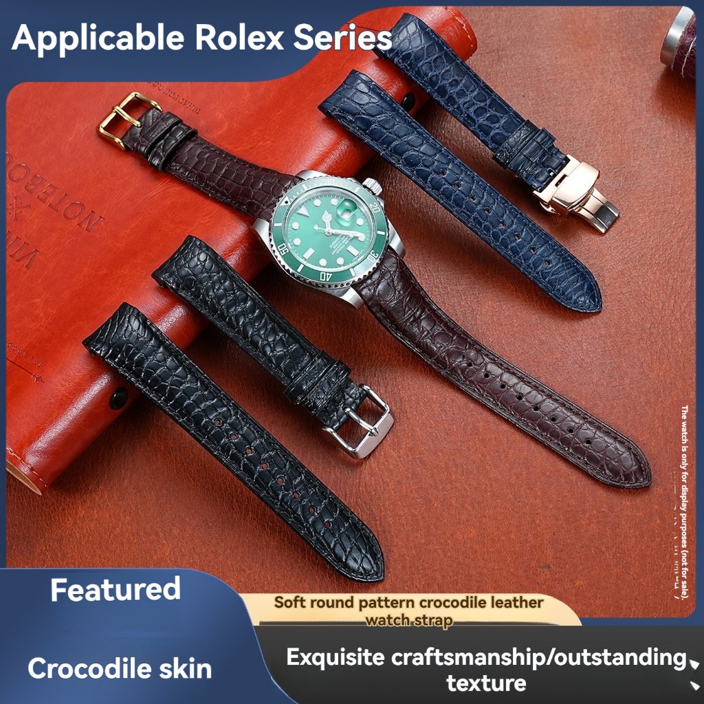 Pulseira de relógio de couro genuíno genuíno adequada para Rolex Submariner Strap Black S Water Ghost Green Water Yacht 