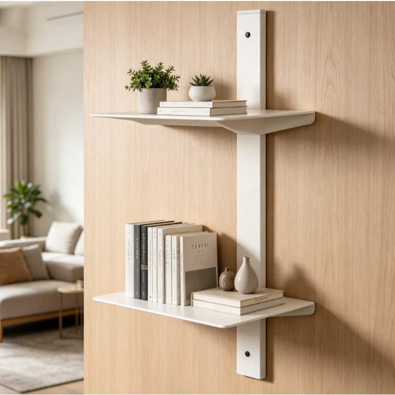 Prateleira Canto Suspensa Macramê 31cm MDF Branco Suporte Porta Objetos Fotos Livros Decoração Sala Quarto Banheiro