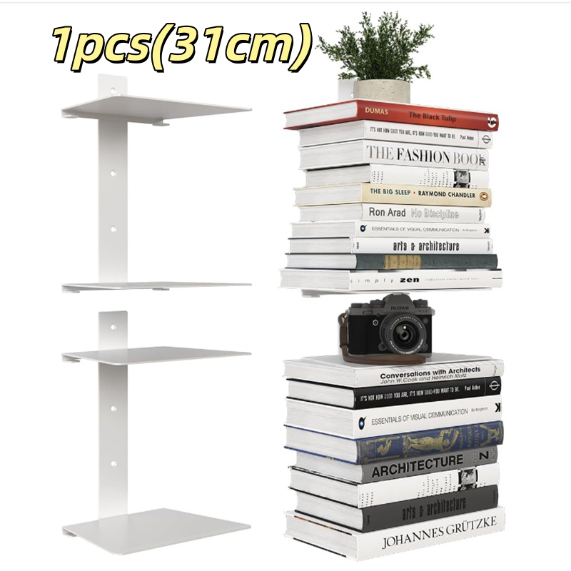 Prateleira Canto Suspensa Macramê 31cm MDF Branco Suporte Porta Objetos Fotos Livros Decoração Sala Quarto Banheiro