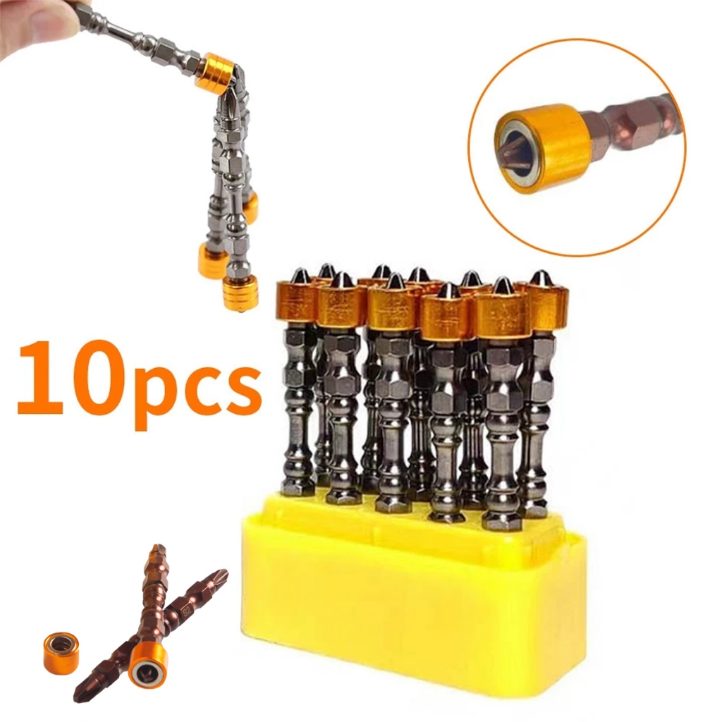 Kit 10 Bits PH2 Dupla Magnética 65mm C/ Limitador Anti-Espanamento Com Estojo