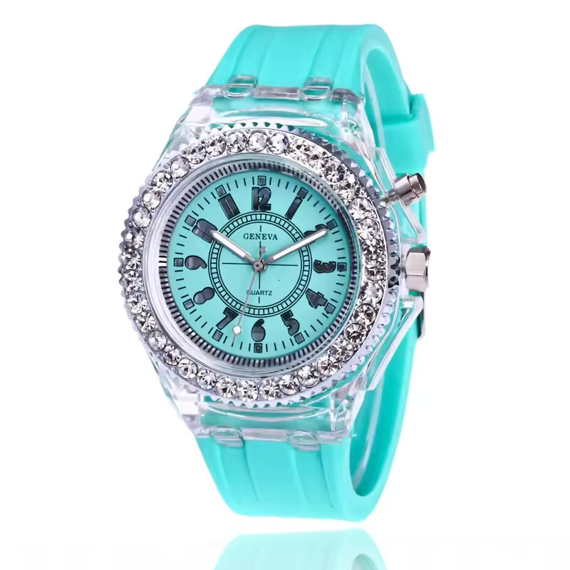 Led Flash Luminoso Relógio Personalidade Tendências Estudantes Amantes Geléias Mulher Relógios Masculinos 6 Cores Luz De