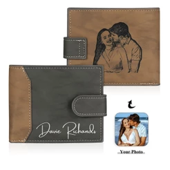 Carteira Masculina Com Imagem Personalizada , Dupla De Couro PU Foto Para Homens , Vários Slots Multifuncional , Present