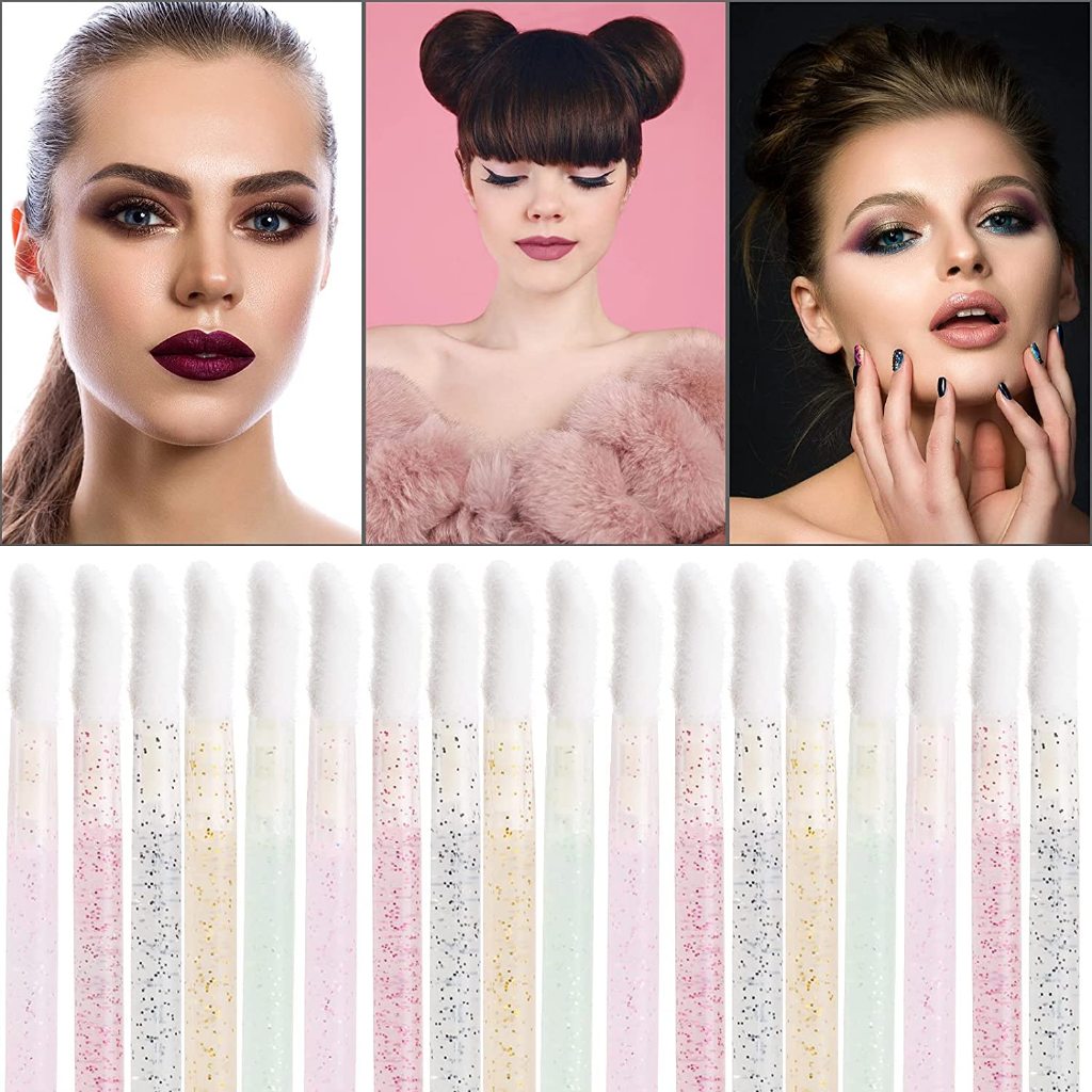 50 Pçs Descartável Cristal Lábio Escova Extensão De Cílios Rímel Aplicador Batom Varinhas Cosméticos Pincéis De Maquiage