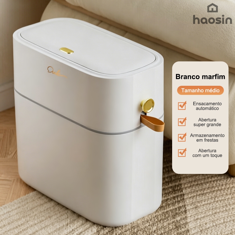 Lixeira Grande 9 Litros Tampa Click Abre Automática De Lixo Banheiro Lavabo Cozinha Escritório