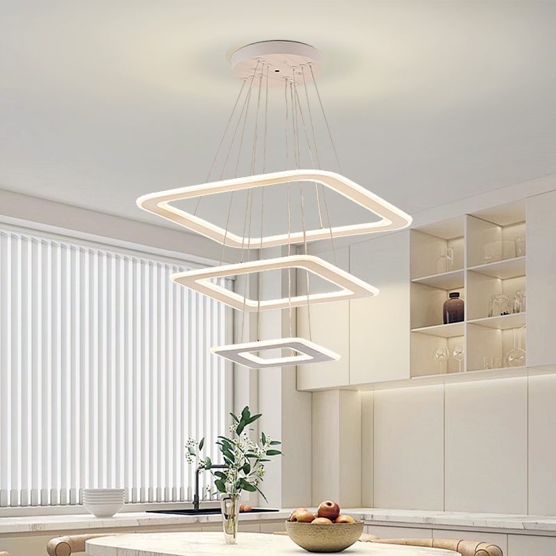 Lustre de Cristal Pendente 3 cores Bivolt 110V-220V com Controle Remoto Luminária teto Minimalismo Nórdico