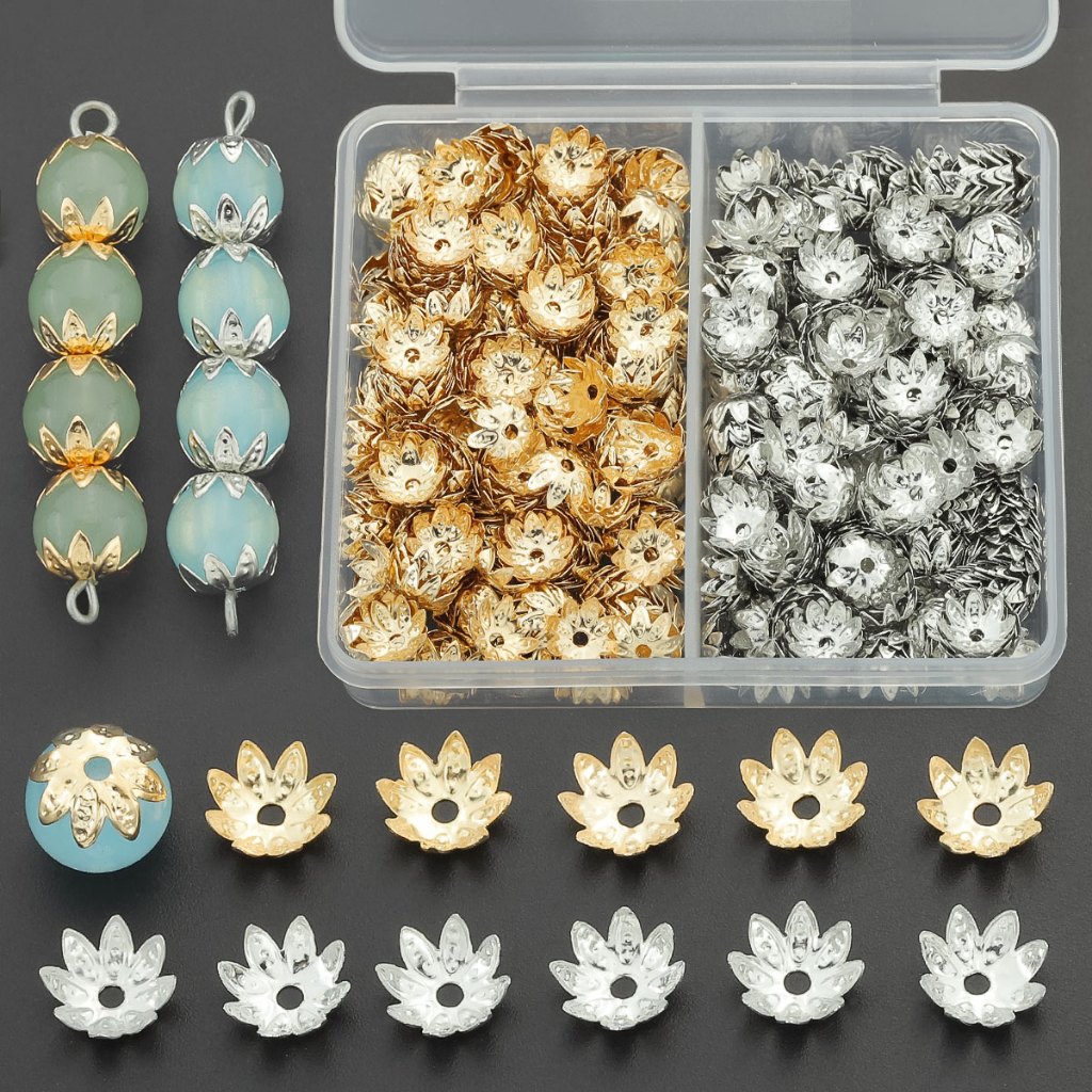 120/100 PCS Capa De Suporte De Flor De Oito Pétalas 7.3 Mm Adequada Para Pulseiras , Colares , Brincos E Acessórios De J