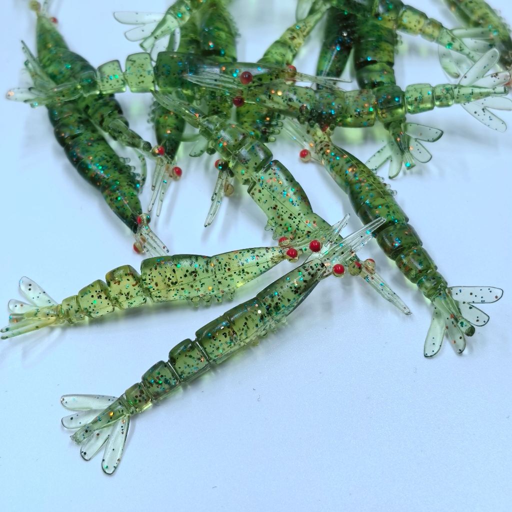 Dupladuoyu 20 Pcs Isca De Pesca De Camarão Macio 30mm/40mm Silicone Multi-Jointed Macia Artificial Equipamento