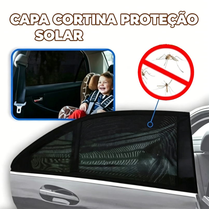Kit 2 Capa Cortina Proteção Solar Anti Vento Protetora Crianças Janela Carro