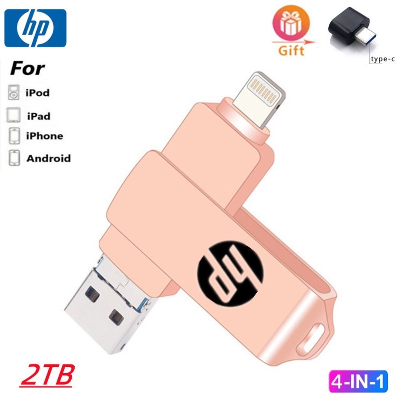 2TB USB3.0 4 Em 1 OTG Flash Drive Metal À Prova D'água De Alta Velocidade 512GB 256GB 128GB U Disk pendrive Para ip/ho/n