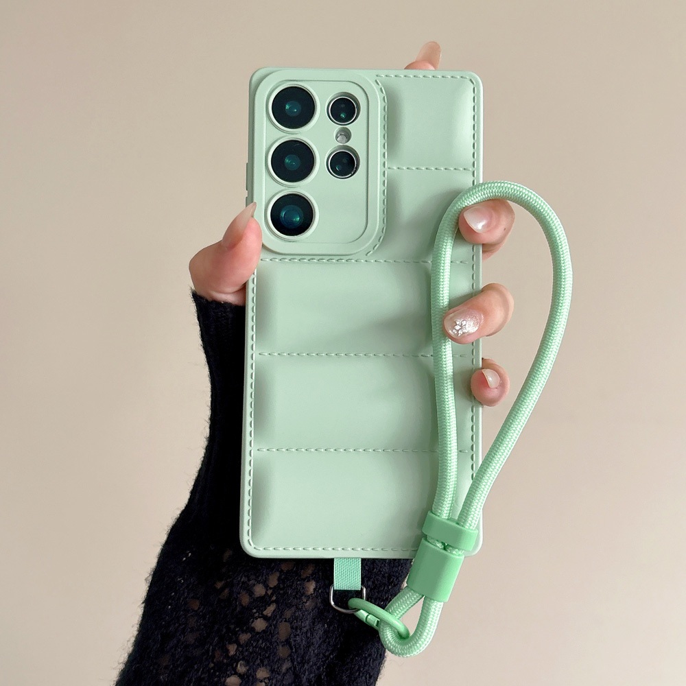 Capa De Telefone De Silicone Líquido Quadrado De Pão De Cordão De Luxo Para Sams