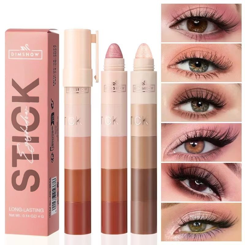 Lazy Girl 5 Cores Tudo-Em-Um Sombra Bastão Fosco Brilhante Iluminador Creme À Prova D'água Caneta De Para Os Olhos