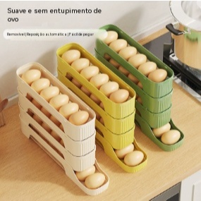 Cremalheira Automática para Ovos | Organizador de Ovos Rolante, Empilhável para Geladeira