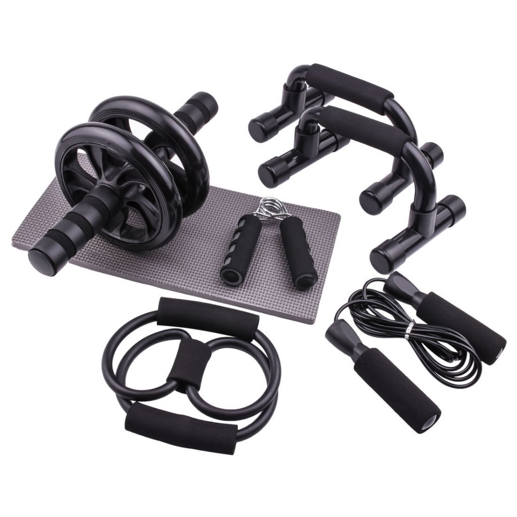 Kit Completo De Fitness 12 Em 1-Roda Ab , Barras Push-Up , Faixa De Resistência , Punhos De Mão E Tapete Para Sua Academ
