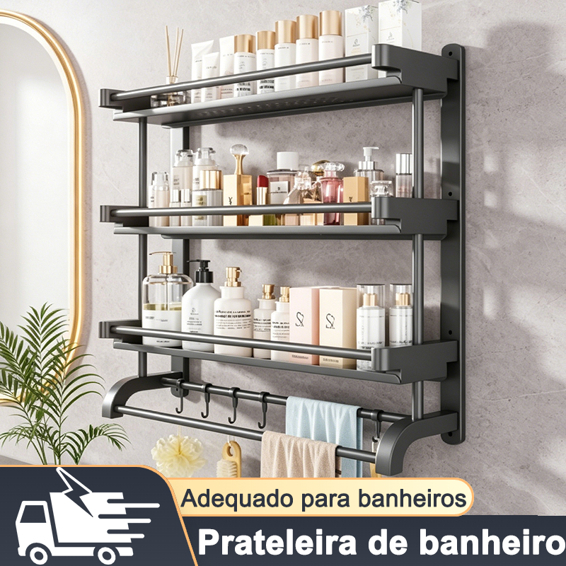 Prateleira de Banheiro Sem Furos | Organizador para Espaços Pequenos Grande Capacidade