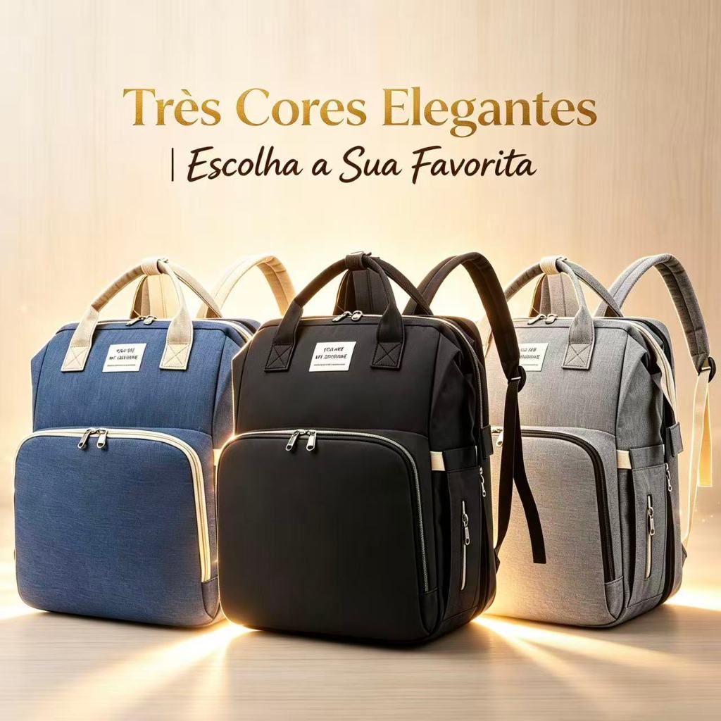 Mochila Mamãe 2 em 1 com Cama de Bebê Dobrável Grande Capacidade Isolamento Térmico Impermeável
