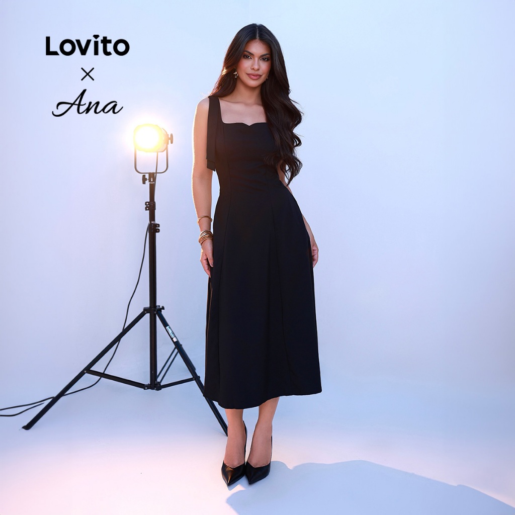 (Lovito x Ana) Vestido Casual com Bolsos Feminino L74ED305