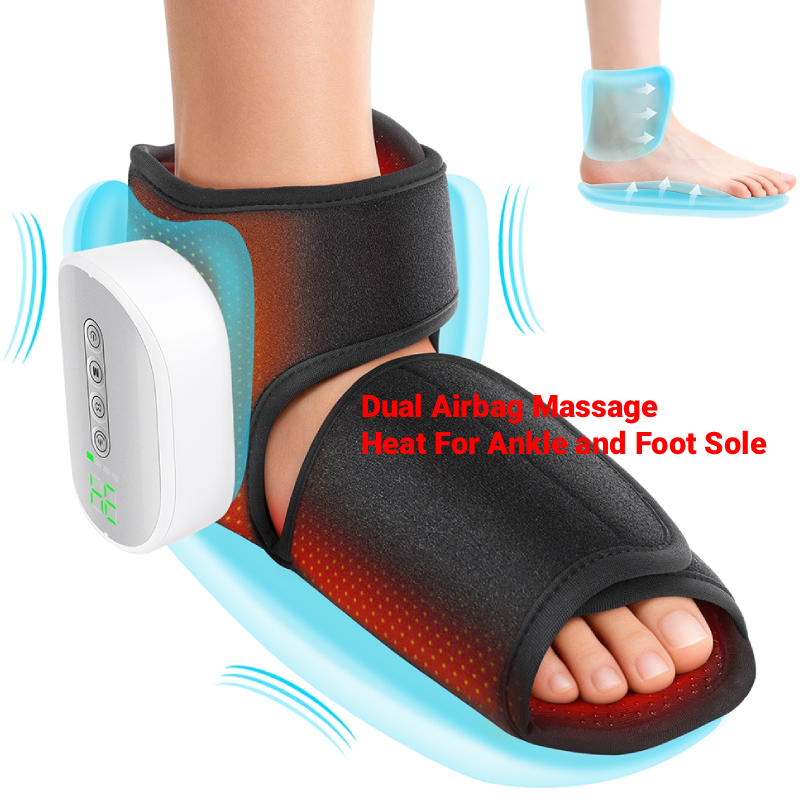 Almofada De Aquecimento De Tornozelo Com Airbag Duplo Para Alívio De Fascite Plantar Massageador Sola De Pé Calor E Vibr