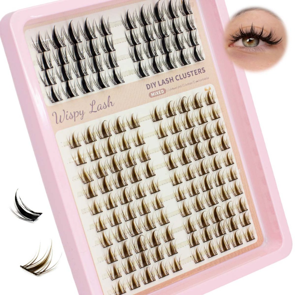 SHETZU Wispy Manga Lash Clusters 120 Pcs C Curl Comprimentos Mistos Preto Marrom Spiky Doll Kit De Extensões De Cílios P — imagem 2 de 2