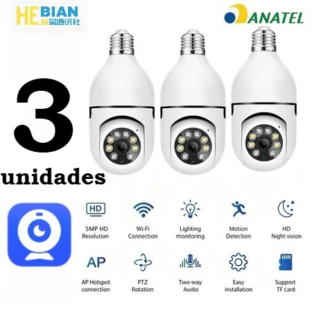 Câmera De Segurança Doméstica , Lâmpada CCTV , E27 , 360 ° Vista Panorâmica , Visão Noturna Automática , WiFi Interno