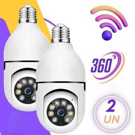 2 Câmera De Segurança Lâmpada Infravermelha À Prova D'água Sem Fio Externa 360 Wifi