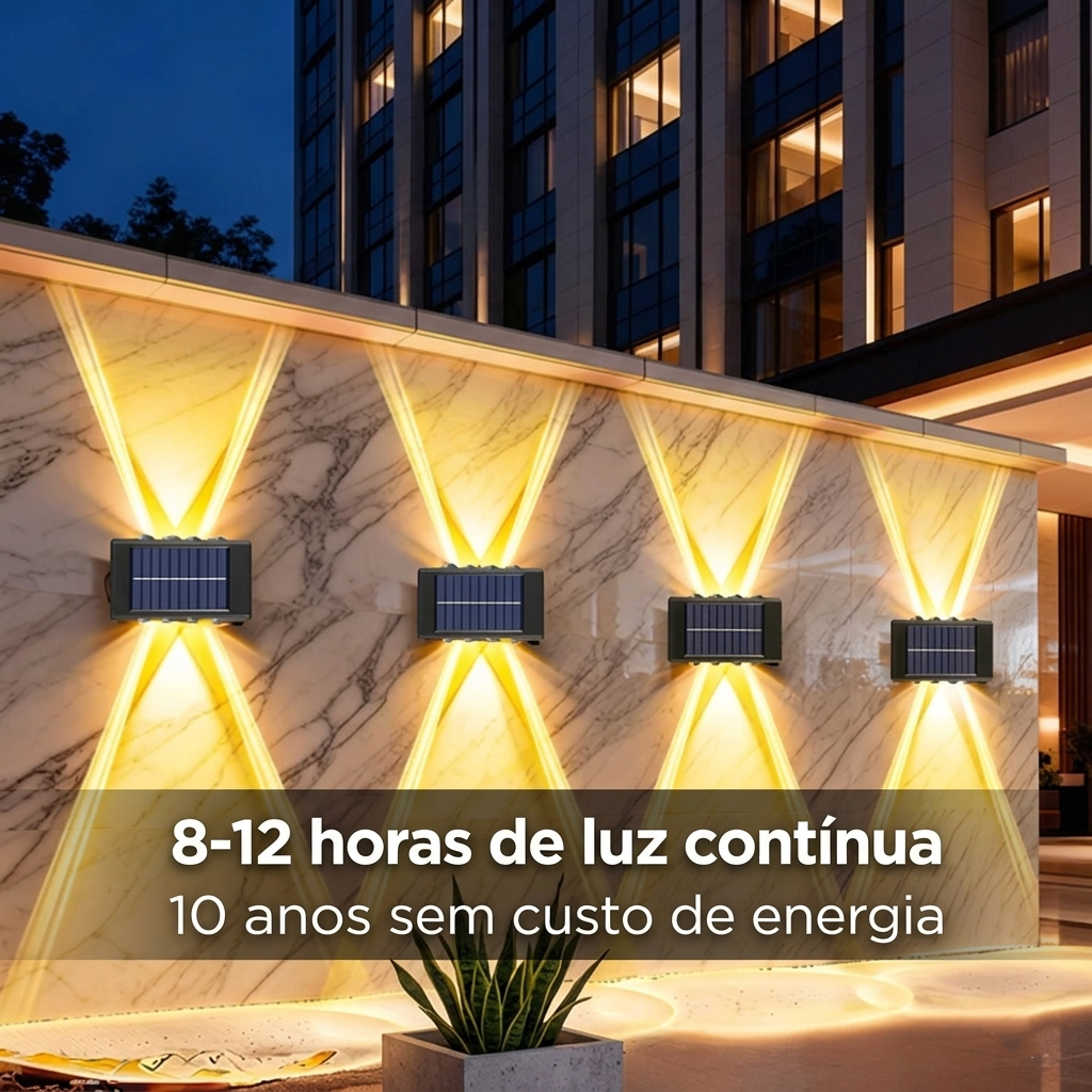 Luminária Solar LED de Parede com Sensor de Movimento Automático Impermeável Luz de Segurança Externa