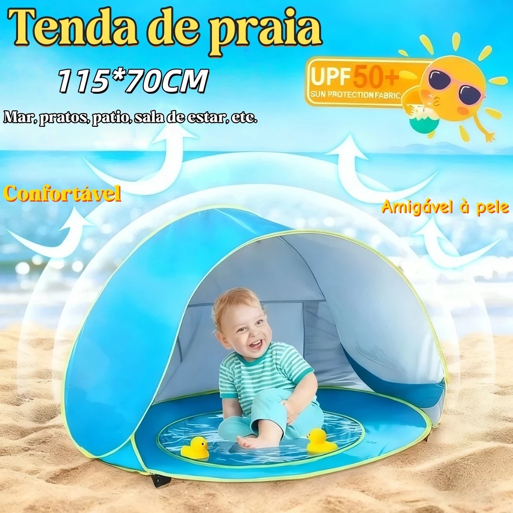Tenda De Praia Pop-Up Infantil-Abrigo Solar UV Para Piscina E Brincadeiras Ao Ar Livre