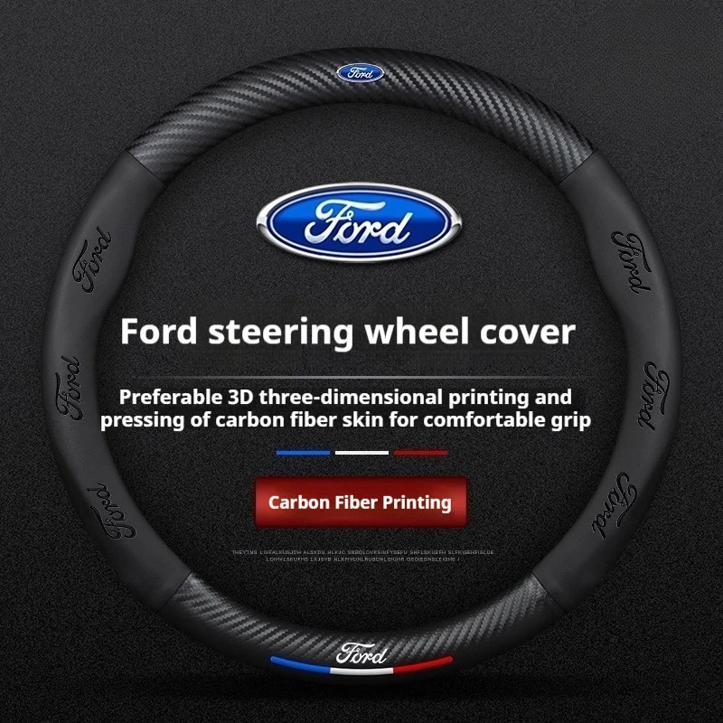 Capa De Volante De Fibra De Carbono Para Carro , Ford ST-Line Focus Mondeo Kuga Edge Puma Ranger Explorer