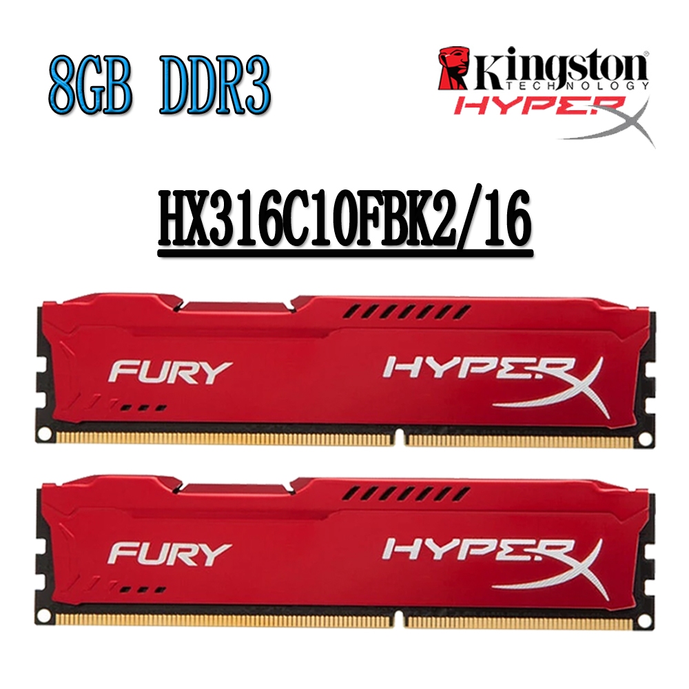 Kingston HyperX Fury DDR3 RAM 16 Gb (2x 8 Gb) DDR3 1600 Mhz HX316C10FBK2/16 Memória De Mesa Vermelha