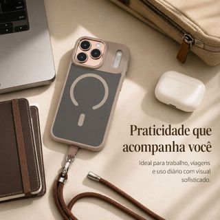 HEYOO Capa Capinha Case Para iPhone 13 14 15 16 17 Pro Max/Plus - Magsafe Fosco Cordão Ajustável Premium