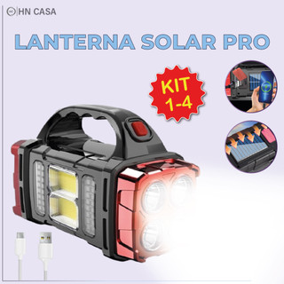 Lanterna Holofote Solar Pro Led Super Potente Recarregável com USB Luz Fria e Quente