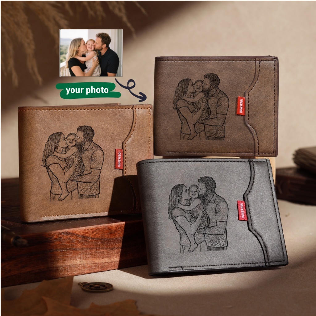 Carteira De Imagem Personalizada Para Homens Couro PU De Bolso De Grande Capacidade Foto Dinheiro Masculina Dobrável Sim