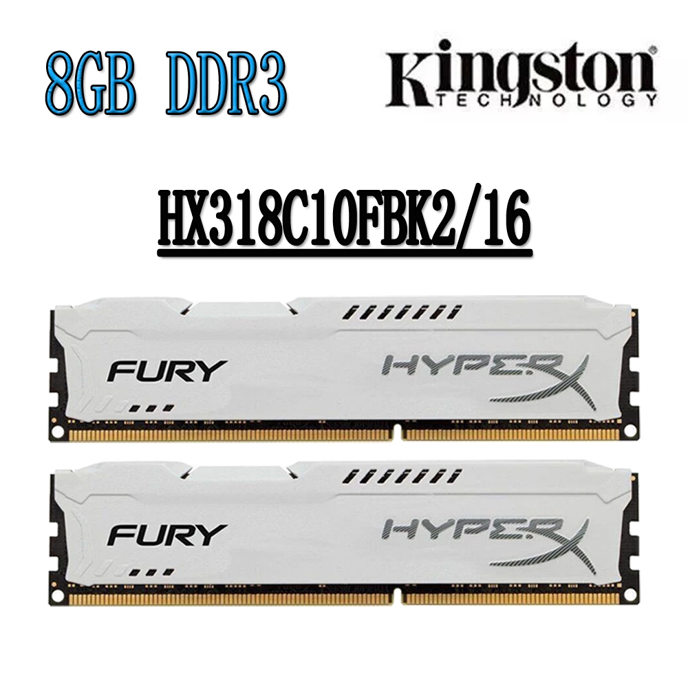 Kingston HyperX Fury DDR3 RAM 16 Gb (2x 8 Gb) DDR3 1866 Mhz HX318C10FBK2/16 Memória De Mesa Branca