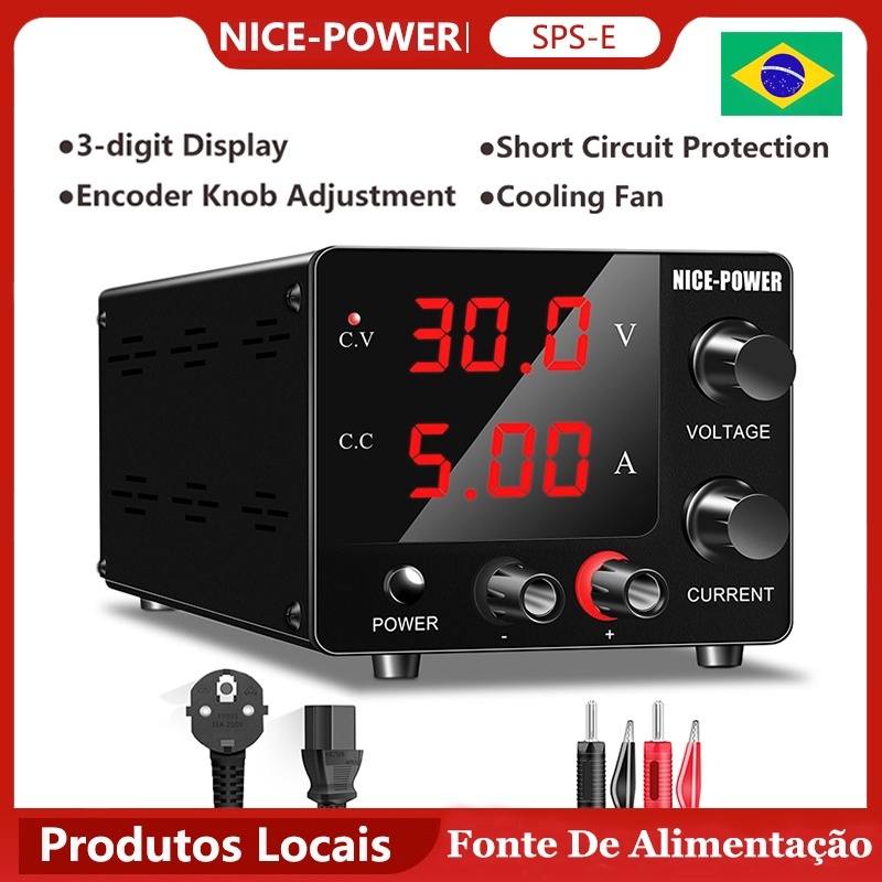 FONTE BANCADA ALIMENTACAO PROFESIONAL BIVOLT NICE-POWER SPS-E3010 30V 6A 5A 10A 150W BIVOLT