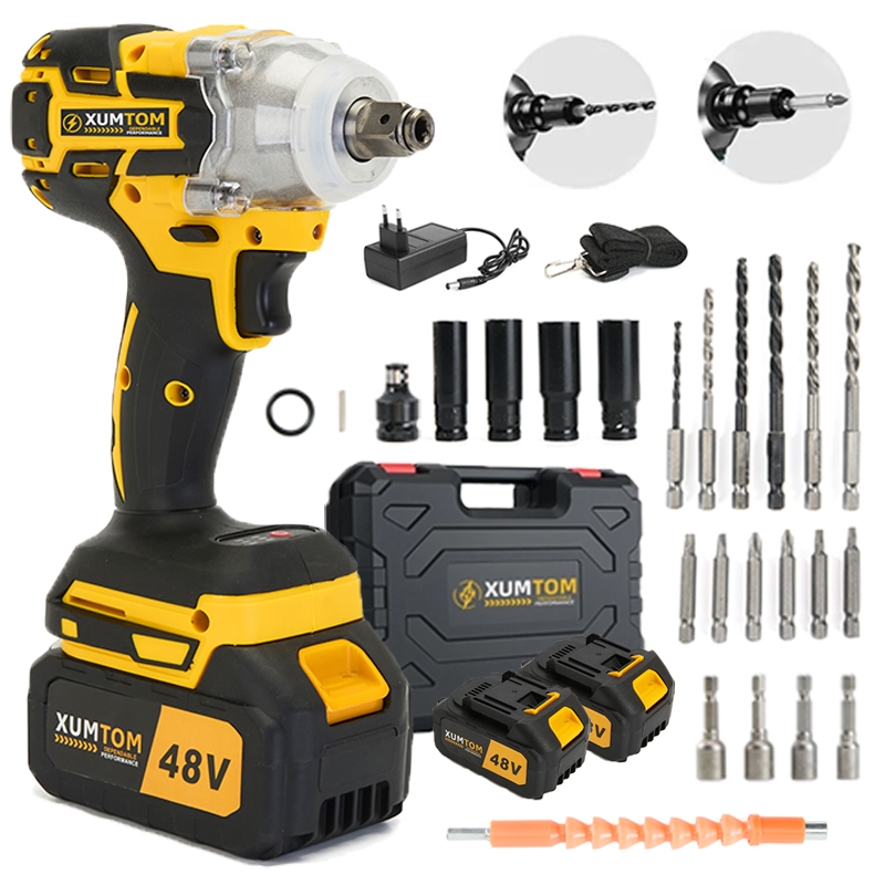 Chave de impacto Sem Fio 48V 450nm sem escova com 2 baterias Com Maleta e Acessórios 28pcs【110/220V】