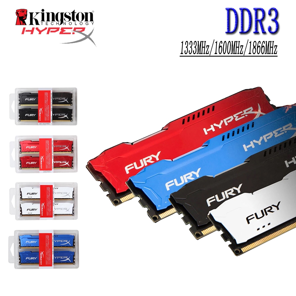 Kingston HyperX Fury DDR3 RAM 16Gb (2x 8Gb) DDR3 1600Mhz 1866 1333 Memória De Desktop 1.5V PC RAM