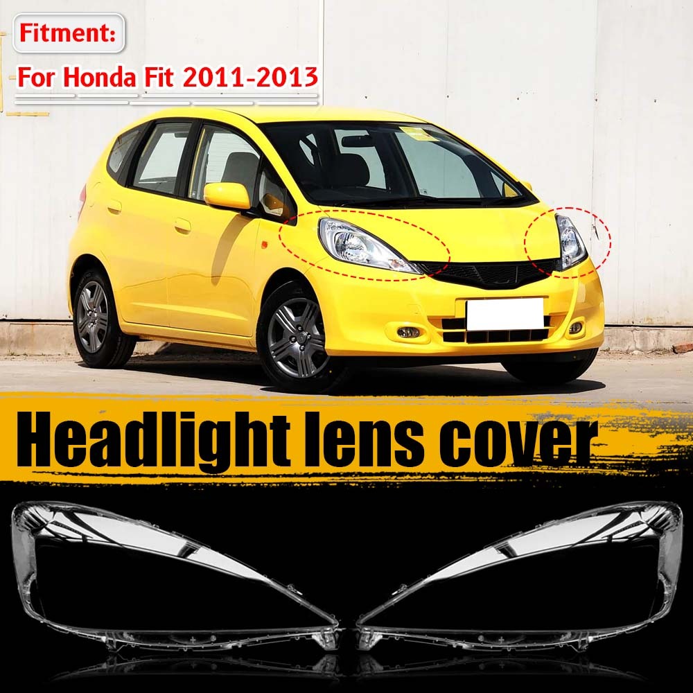 Um Par De Abajures Transparentes Para Farol De Carro Caixas De Lâmpada De Substituição Honda Fit 2011-2013