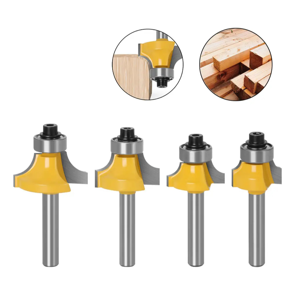 Kit 4 Unidades Fresa Tupia Laminadora 6mm Borda Arredondada