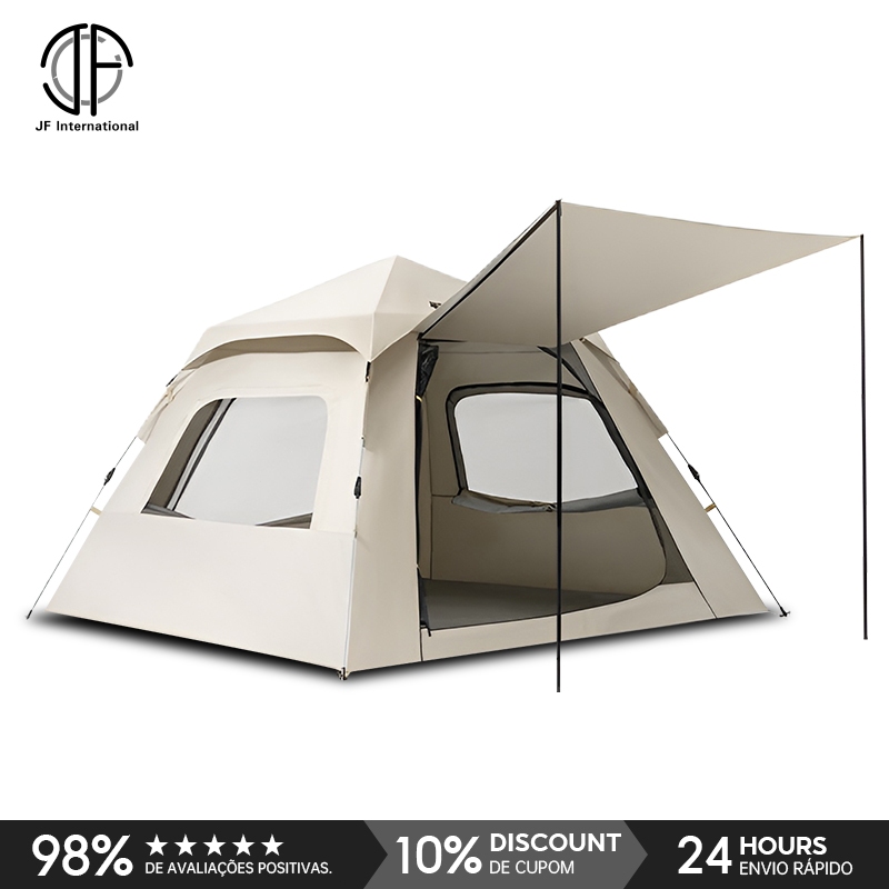 Barraca De Camping Automática 3 A 5 Pessoas Anti-UV Teto Duplo Praia Pesca Lazer Familiar Portátil